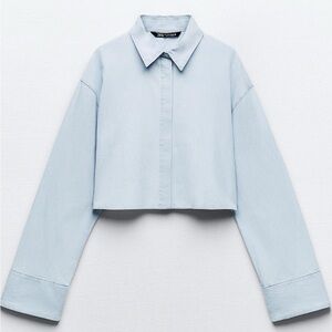 ZARA CROSS-BACK CROPPED SHIRT